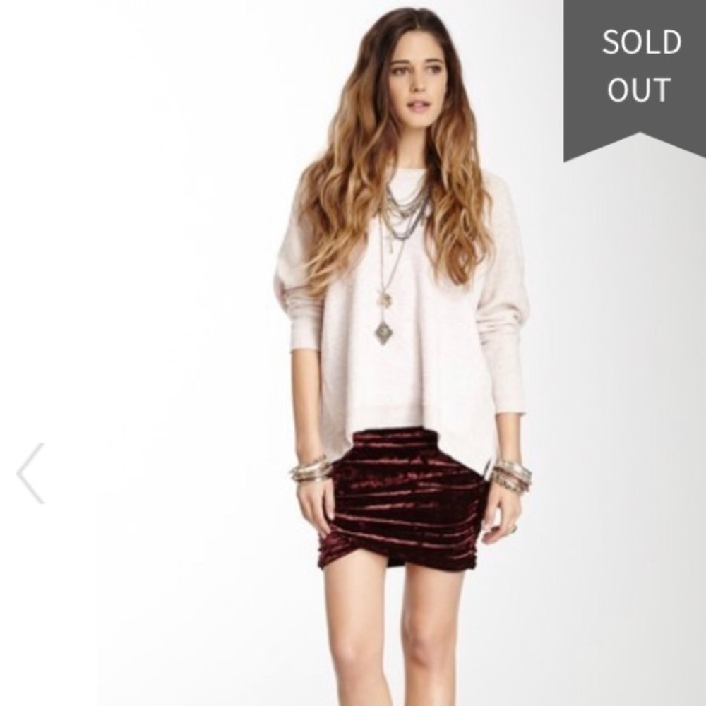 NWT Free People black velvet mini skirt in XS